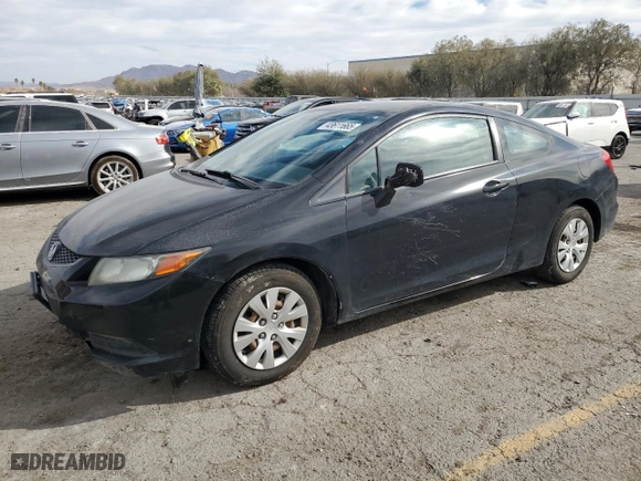 2012 Honda Civic Cpe LX with VIN 2HGFG3A56CH542707, listed as a Copart auction lot 43611665 with 76,377 mi miles and Salvage Title. Bid and sale history available at carsss.com. Image 1.