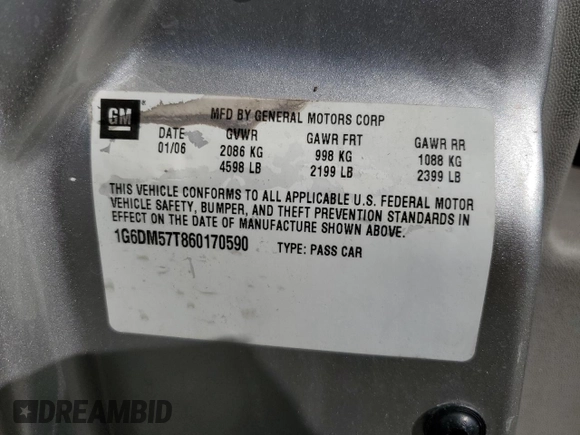 2006 Cadillac CTS with VIN 1G6DM57T860170590, listed as a Copart auction lot 43028545 with 124,275 mi miles and Salvage Title. Bid and sale history available at carsss.com. Image 14.