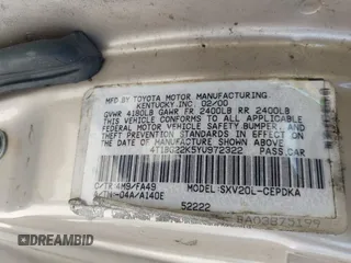 2000 Toyota Camry CE z VIN 4T1BG22K5YU972322, wystawiony jako IAAI lot #42098429 z przebiegiem 122 351 mil mil oraz . Historia ofert i sprzedaży dostępna na DreamBid. Obrazek 9.