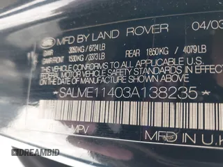 2003 Land Rover Range Rover HSE with VIN SALME11403A138235, listed as a IAAI auction lot 41586123 with 173,546 mi miles and . Bid and sale history available at DreamBid. Image 9.