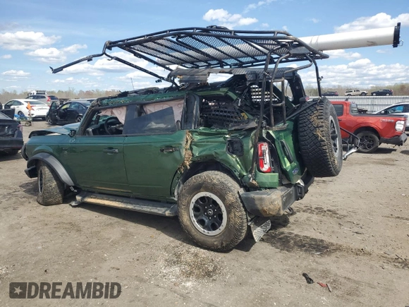 2022 Ford Bronco with VIN 1FMEE5DP3NLB78207, listed as a Copart auction lot 51424635 with 34,004 mi miles and Salvage title. Bid and sale history available at DreamBid. Image 2.