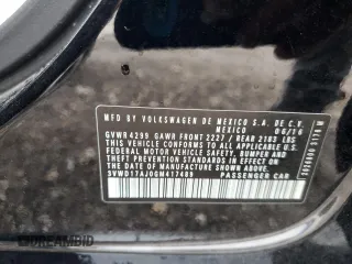 2016 Volkswagen Jetta Sport with VIN 3VWD17AJ0GM417489, listed as a Copart auction lot 62548015 with 94,454 mi miles and Salvage title. Bid and sale history available at DreamBid. Image 14.