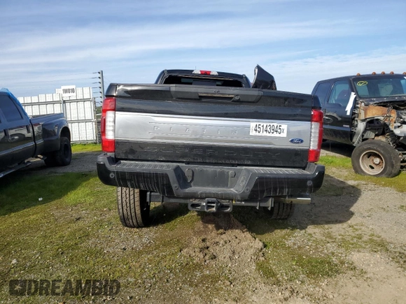 2017 Ford F-350 Platinum with VIN 1FT8W3BT6HEE47814, listed as a Copart auction lot 45143945 with Not provided miles and Salvage title. Bid and sale history available at DreamBid. Image 6.