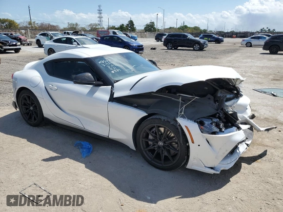 2025 Toyota GR Supra 3.0 with VIN WZ1DB0G09SW069188, listed as a Copart auction lot 49242215 with 0 mi miles and Salvage Title. Bid and sale history available at carsss.com. Image 4.
