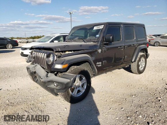 2018 Jeep Wrangler Unlimited Sport S z VIN 1C4HJXDG0JW179767, wystawiony jako Copart lot #77368014 z przebiegiem 66 156 mil mil oraz Szkoda całkowita • Salvage title. Historia ofert i sprzedaży dostępna na DreamBid. Obrazek 1.