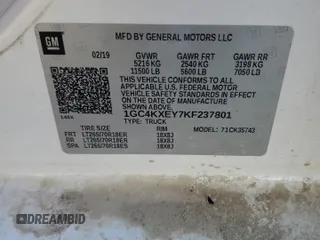 2019 Chevrolet Silverado 3500HD LTZ z VIN 1GC4KXEY7KF237801, wystawiony jako Copart lot #88356795 z przebiegiem Nie podano mil oraz Szkoda całkowita • Salvage title. Historia ofert i sprzedaży dostępna na DreamBid. Obrazek 13.
