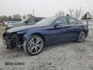 2021 Infiniti Q50 3.0t SENSORY with VIN JN1EV7CP7MM703492, listed as a Copart auction lot 86268244 with 21,554 mi miles and Salvage Title. Bid and sale history available at carsss.com. Image 1.