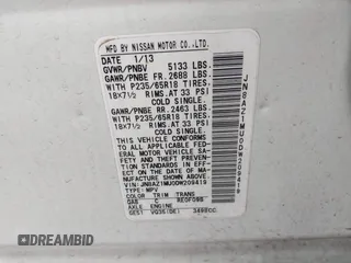 2013 Nissan Murano LE with VIN JN8AZ1MU0DW209419, listed as a IAAI auction lot 42135318 with 173,256 mi miles. Bid and sale history available at carsss.com. Image 9.