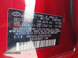 2019 Genesis G70 Advanced with VIN KMTG44LA7KU034108, listed as a IAAI auction lot 42478587 with 40,611 mi miles and . Bid and sale history available at DreamBid. Image 9.