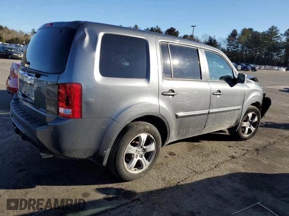 2012 Honda Pilot EX-L with VIN 5FNYF4H71CB072275, listed as a Copart auction lot 43347615 with Not Provided miles and Salvage Title. Bid and sale history available at DreamBid. Image 3.