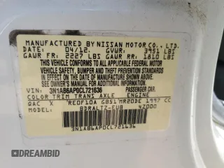 2012 Nissan Sentra S with VIN 3N1AB6AP0CL721636, listed as a Copart auction lot 61998545 with 132,361 mi miles and Clean title. Bid and sale history available at DreamBid. Image 12.