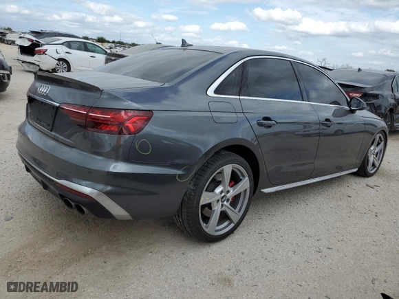 2020 Audi S4 Sedan Premium Plus with VIN WAUB4AF42LA049807, listed as a Copart auction lot 77463354 with 41551 miles and Salvage Title. Bid and sale history available at carsss.com. Image 3.