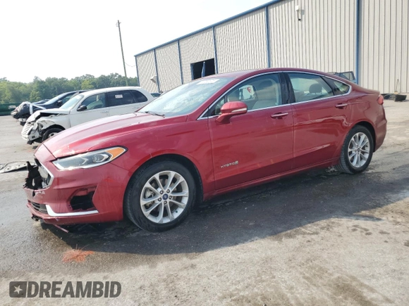 2019 Ford Fusion Hybrid SEL with VIN 3FA6P0MU9KR136851, listed as a Copart auction lot 51752575 with 104,637 mi miles and Salvage Title. Bid and sale history available at carsss.com. Image 1.