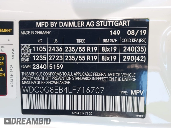 2020 Mercedes-Benz GLC 300 z VIN WDC0G8EB4LF716707, wystawiony jako IAAI lot #41695111 z przebiegiem 27 715 mil mil oraz . Historia ofert i sprzedaży dostępna na DreamBid. Obrazek 9.