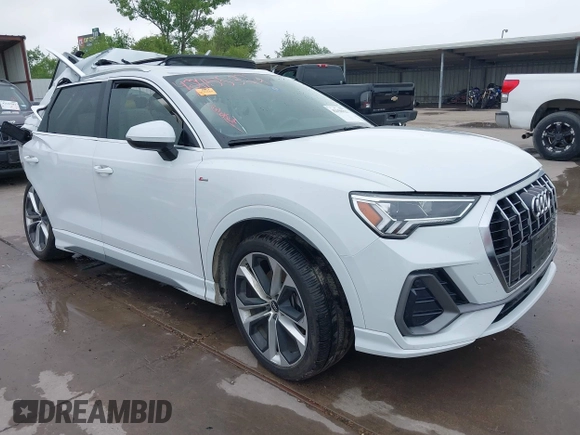 2020 Audi Q3 S line Premium Plus with VIN WA1EECF37L1078293, listed as a IAAI auction lot 42158322 with 56,345 mi miles and . Bid and sale history available at DreamBid. Image 1.