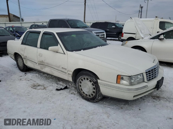 1998 Cadillac DeVille with VIN 1G6KD54YXWU765831, listed as a Copart auction lot 88877175 with 0 mi miles and Salvage Title. Bid and sale history available at carsss.com. Image 4.