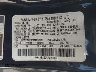 2005 Infiniti G35 with VIN JNKCV54E25M423369, listed as a IAAI auction lot 42233706 with 170,137 mi miles and . Bid and sale history available at DreamBid. Image 9.