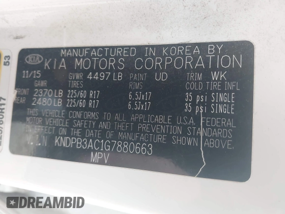 2016 Kia Sportage LX with VIN KNDPB3AC1G7880663, listed as a IAAI auction lot 41382751 with 146,098 mi miles. Bid and sale history available at carsss.com. Image 9.