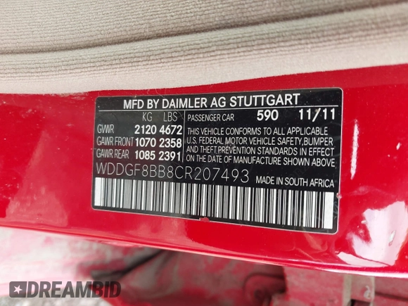 2012 Mercedes-Benz C 300 Sport с VIN WDDGF8BB8CR207493, выставлен на аукционе IAAI как лот 42660200 с пробегом 193 504 миль миль и . История ставок и продаж доступна на DreamBid. Изображение 9.