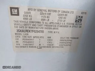 2015 GMC Terrain SLE with VIN 2GKALREK7F6294785, listed as a IAAI auction lot 41946944 with 175,621 mi miles. Bid and sale history available at carsss.com. Image 9.