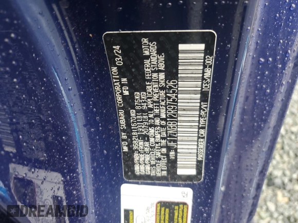 2024 Toyota 86 with VIN JF1ZNBB12R9754526, listed as a Copart auction lot 71971704 with Not Provided miles and Salvage Title. Bid and sale history available at DreamBid. Image 14.