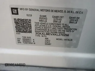 2019 GMC Terrain SLE z VIN 3GKALMEVXKL270256, wystawiony jako Copart lot #59567055 z przebiegiem 35 570 mil mil oraz Nie do naprawy • Non repairable. Historia ofert i sprzedaży dostępna na DreamBid. Obrazek 13.