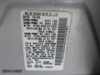 2006 Nissan Murano SL with VIN JN8AZ08W46W504676, listed as a IAAI auction lot 41620169 with 177,434 mi miles. Bid and sale history available at carsss.com. Image 9.