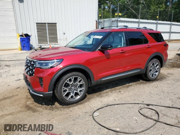 2025 Ford Explorer Platinum с VIN 1FMWK8HCXSGC02495, выставлен на аукционе Copart как лот 62073755 с пробегом 1 042 миль миль и Списание • Salvage title. История ставок и продаж доступна на DreamBid. Изображение 1.