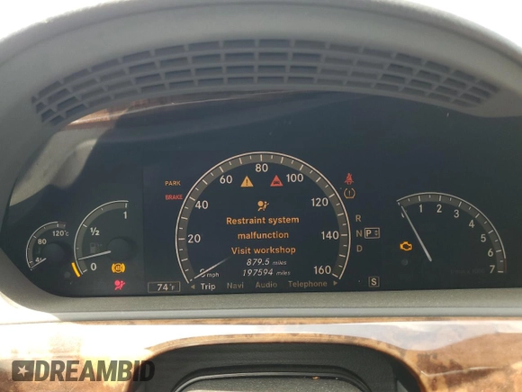 2007 Mercedes-Benz S 550 with VIN WDDNG71X27A109821, listed as a Copart auction lot 54791055 with 197,574 mi miles and Clean Title. Bid and sale history available at DreamBid. Image 9.