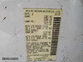 2017 Nissan Murano Platinum with VIN 5N1AZ2MH3HN111447, listed as a Copart auction lot 42356595 with 128,133 mi miles and Salvage Title. Bid and sale history available at carsss.com. Image 13.