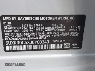 2018 BMW X5 xDrive35i z VIN 5UXKR0C5XJ0Y00343, wystawiony jako IAAI lot #42368337 z przebiegiem 52 101 mil mil oraz . Historia ofert i sprzedaży dostępna na DreamBid. Obrazek 9.
