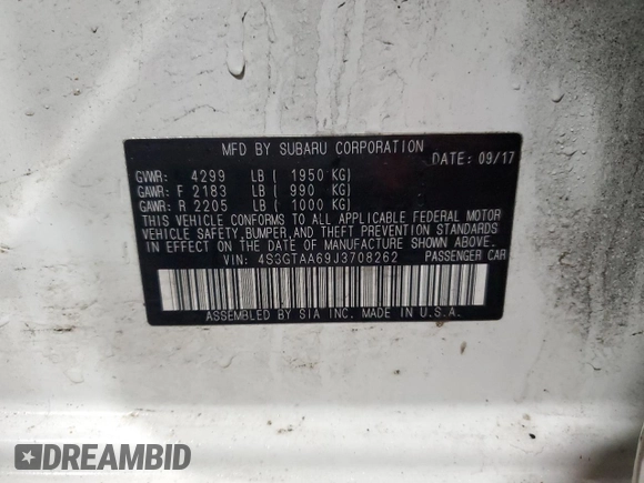 2018 Subaru Impreza with VIN 4S3GTAA69J3708262, listed as a Copart auction lot 44562095 with 107,222 mi miles and Salvage title. Bid and sale history available at DreamBid. Image 12.
