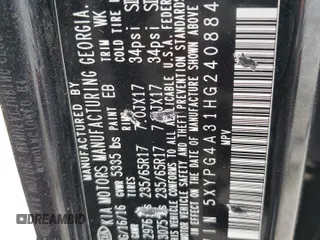 2017 Kia Sorento LX z VIN 5XYPG4A31HG240884, wystawiony jako Copart lot #52142315 z przebiegiem 88 556 mil mil oraz Szkoda całkowita • Salvage title. Historia ofert i sprzedaży dostępna na DreamBid. Obrazek 15.