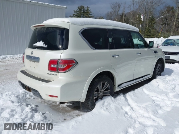 2019 Nissan Armada Platinum with VIN JN8AY2NE0K9758307, listed as a IAAI auction lot 41492623 with 82,373 mi miles. Bid and sale history available at carsss.com. Image 4.