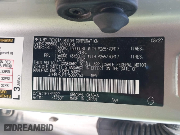 2023 Toyota 4Runner SR5 с VIN JTEMU5JR1P6089760, выставлен на аукционе IAAI как лот 42320237 с пробегом 52 939 миль миль и . История ставок и продаж доступна на DreamBid. Изображение 9.