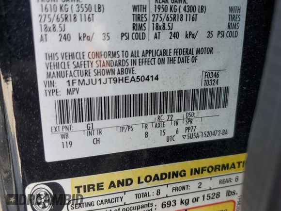 2017 Ford Expedition XLT z VIN 1FMJU1JT9HEA50414, wystawiony jako Copart lot #55155935 z przebiegiem 100 287 mil mil oraz Szkoda całkowita • Salvage title. Historia ofert i sprzedaży dostępna na DreamBid. Obrazek 13.