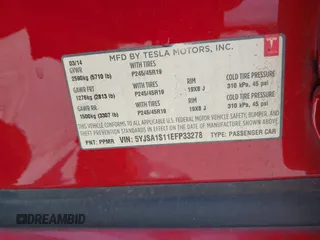 2014 Tesla Model S 60 with VIN 5YJSA1S11EFP33278, listed as a IAAI auction lot 42441781 with Not provided miles and . Bid and sale history available at DreamBid. Image 9.