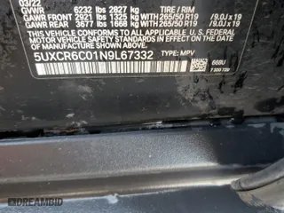 2022 BMW X5 xDrive40i with VIN 5UXCR6C01N9L67332, listed as a Copart auction lot 53049685 with 55,694 mi miles and Salvage Title. Bid and sale history available at carsss.com. Image 13.