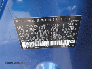2019 Honda Fit EX with VIN 3HGGK5H80KM743176, listed as a IAAI auction lot 41681337 with 54,916 mi miles and . Bid and sale history available at DreamBid. Image 9.