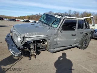 2019 Jeep Wrangler Unlimited Sahara with VIN 1C4HJXEG7KW573265, listed as a Copart auction lot 42683745 with 63,393 mi miles and Salvage Title. Bid and sale history available at carsss.com. Image 1.