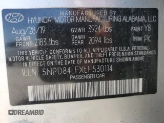 2020 Hyundai Elantra SEL with VIN 5NPD84LFXLH530114, listed as a Copart auction lot 53523765 with 30,367 mi miles and Salvage title. Bid and sale history available at DreamBid. Image 14.