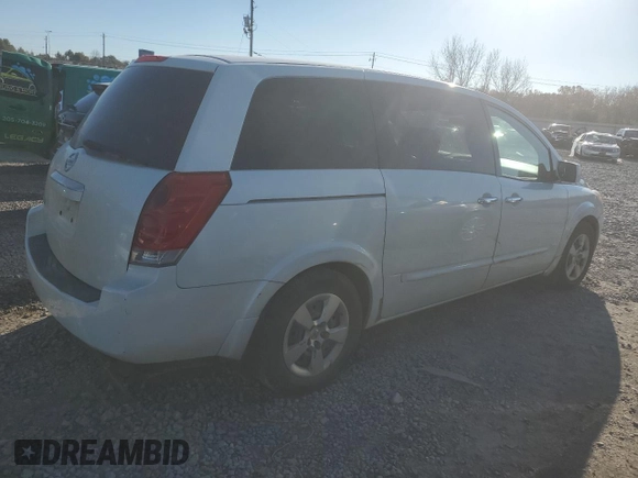 2007 Nissan Quest SE with VIN 5N1BV28U27N143294, listed as a Copart auction lot 82785134 with 216,154 mi miles and Salvage Title. Bid and sale history available at carsss.com. Image 3.