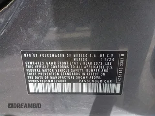 2021 Volkswagen Jetta S z VIN 3VWC57BU1MM024086, wystawiony jako IAAI lot #42009047 z przebiegiem 48 280 mil mil oraz . Historia ofert i sprzedaży dostępna na DreamBid. Obrazek 9.