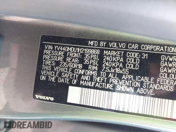 2017 Volvo XC60 Inscription z VIN YV440MDU1H2199868, wystawiony jako IAAI lot #42104412 z przebiegiem 169 841 mil mil oraz . Historia ofert i sprzedaży dostępna na DreamBid. Obrazek 9.