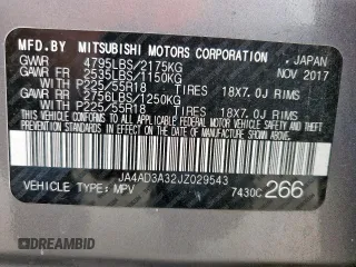 2018 Mitsubishi Outlander SE with VIN JA4AD3A32JZ029543, listed as a Copart auction lot 58228615 with 116,473 mi miles and Salvage title. Bid and sale history available at DreamBid. Image 13.