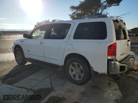 2006 Nissan Armada LE z VIN 5N1AA08B46N715720, wystawiony jako Copart lot #87299074 z przebiegiem 141 564 mil mil oraz Czysty tytuł • Clean title. Historia ofert i sprzedaży dostępna na DreamBid. Obrazek 2.