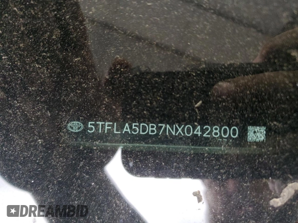 2022 Toyota Tundra SR5 with VIN 5TFLA5DB7NX042800, listed as a Copart auction lot 50119905 with 21,073 mi miles and Clean title. Bid and sale history available at DreamBid. Image 12.