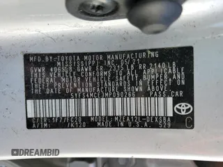 2021 Toyota Corolla SE with VIN 5YFS4MCE3MP090266, listed as a Copart auction lot 52882215 with 43,719 mi miles and Salvage Title. Bid and sale history available at DreamBid. Image 12.