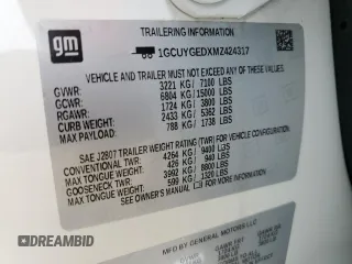 2021 Chevrolet Silverado 1500 LTZ with VIN 1GCUYGEDXMZ424317, listed as a Copart auction lot 53857505 with 102,653 mi miles and Salvage Title. Bid and sale history available at DreamBid. Image 12.