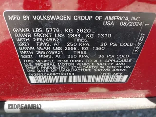 2024 Volkswagen Atlas SEL Premium R-Line с VIN 1V2FE2CA6RC259193, выставлен на аукционе IAAI как лот 42369082 с пробегом 3 024 миль миль и . История ставок и продаж доступна на DreamBid. Изображение 9.
